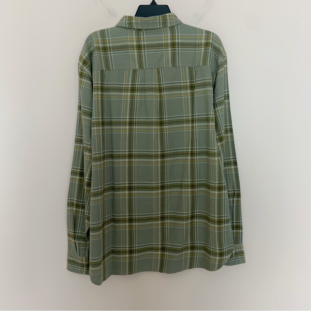 NWT New Prana Green and Yellow Los Feliz Flannel Button Down Shirt in Sage - Picture 3 of 5